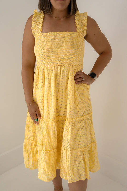 Sunshine Checker Midi Dress